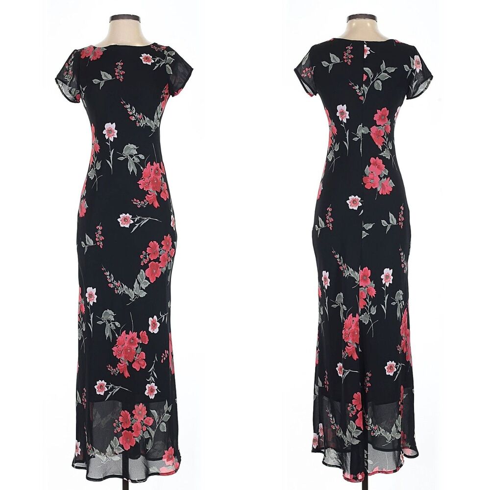 Vintage 90s Jonathan Martin Floral Maxi Dress Cottagecore Whimsygoth Size 5